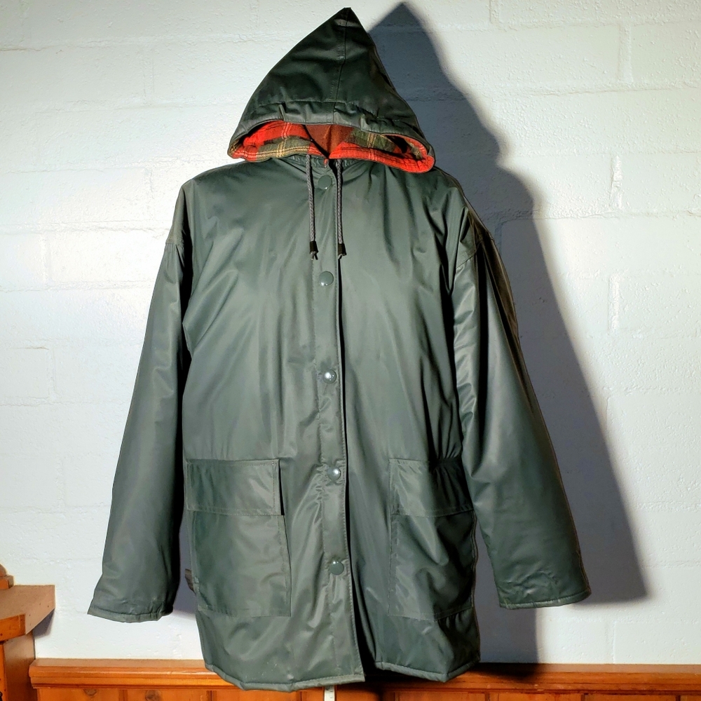 Partners PVC dark green hooded winter jacket L